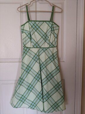 Ann Taylor LOFT Green Plaid Dress